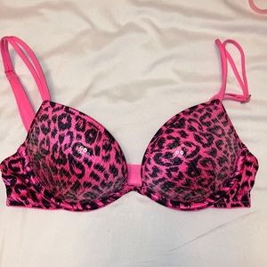 Women’s Victoria’s Secret PINK limited edition pink cheetah sequin push up bra